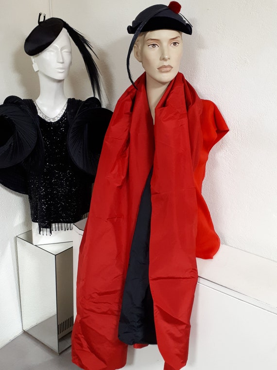 CHRISTIAN DIOR long silk shawl, red & black, diva - image 7