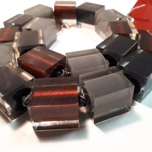ZSISKA necklace, copper black and grey, acrylic, old stock