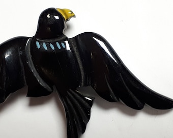 BLACK bakelite eagle brooch, US, forties.