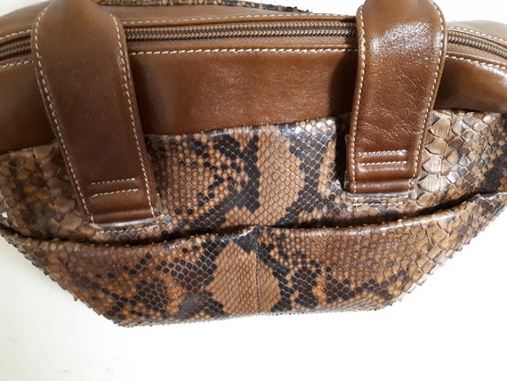 Vintage snakeskin & leather handbag, Silvano Biag… - image 3