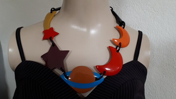 Marion Godart necklace, space: sun, moon, stars, p