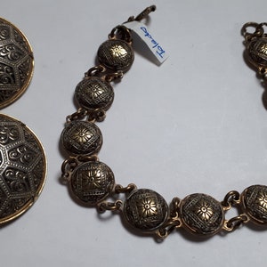 TOLEDO Armband und Ohrringe, zierlich, gold & silberfarben, leicht, vintage, signiert Spain