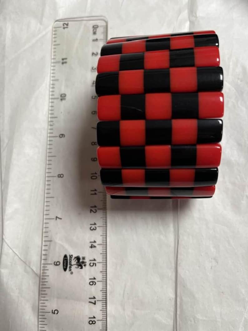 Marion Godart stretch bracelet , French design, famous, red & black polyresin image 4