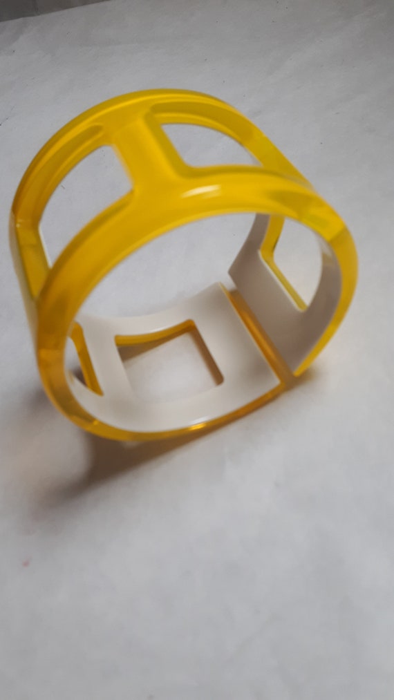 NEON YELLOW and white bangle. Jean Marie Poinot, … - image 2