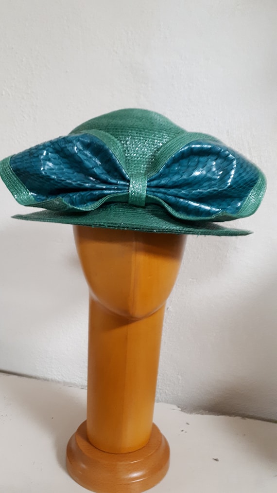 De Lora vintage hat, New York, fifties, green syn… - image 4