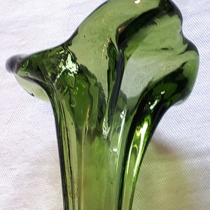 ART NOUVEAU vase, green, fleurie, original French, no marks, hand blown