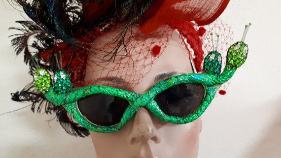 SNAKE Sunglasses, Bright Green, Hissy Poison, Hand Made in  display picture 3