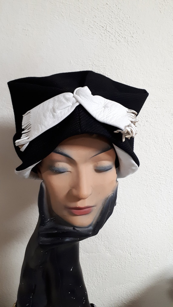 ELSA SCHIAPARELLI vintage hat, fifties, rare, blac