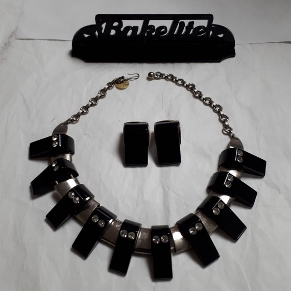 BAKELITE necklace, BLACK, forties, authentic bake… - image 2