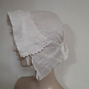 VINTAGE BONNET lawn batiste finest cotton, white, embroidery, girl&#39;s size