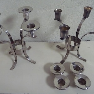 Art Deco candlesticks, pair - sterling silver plated