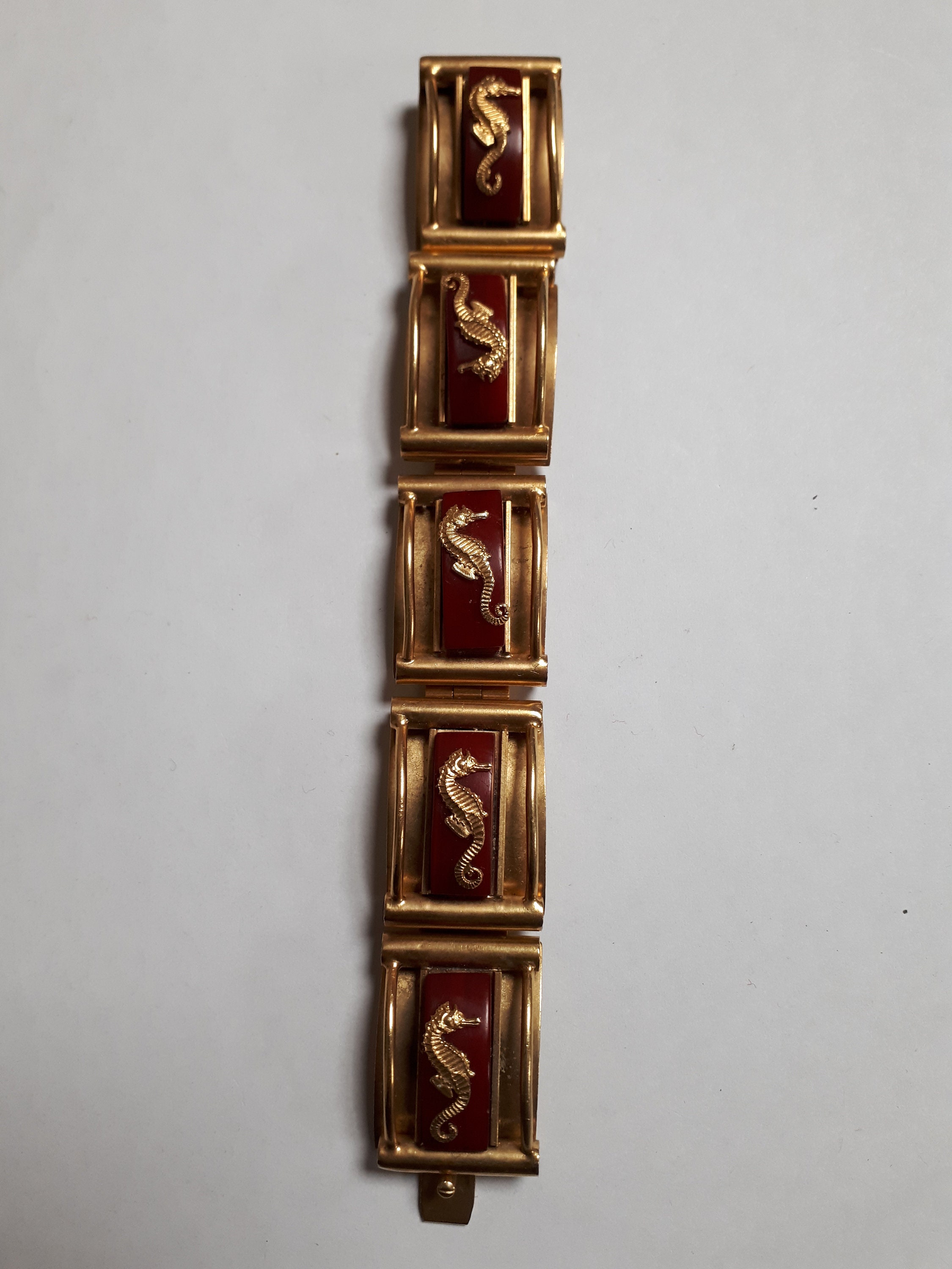 Bracelet Vintage En Métal Doré Jean Painlevé - Manchette Style Rétro, Occasion