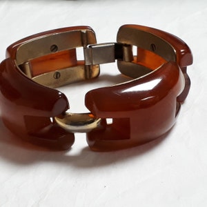 FLAMAND bracelet, aluminium & galalith, rare and collectible, French art deco, thirties