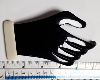 MARION GODART hand brooch, black and white, large size, French design.