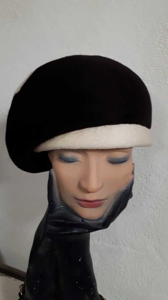 ELSA SCHIAPARELLI vintage hat, fifties, hare felt,