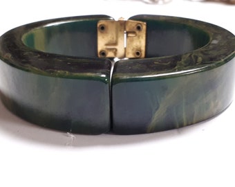 Brazalete vintage de baquelita azul con forma de luna, ¡raro y estupendo!