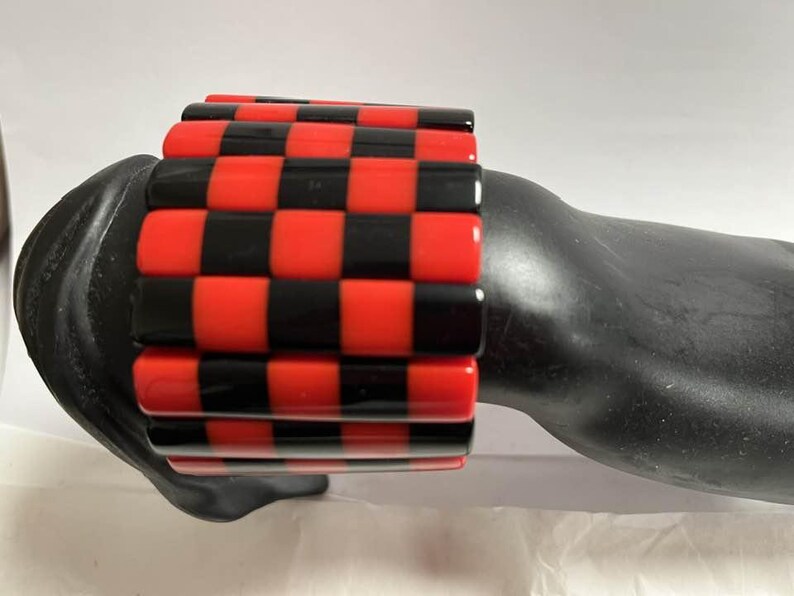 Marion Godart stretch bracelet , French design, famous, red & black polyresin image 7