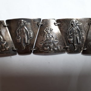 Vintage 900 silver Peruvian bracelet, ethnic, articulated