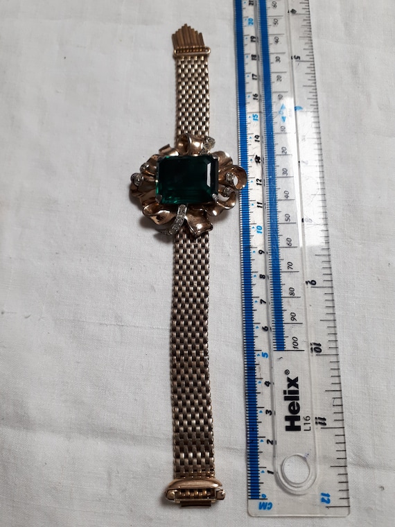 KREISLER - vintage 1945 bracelet,  emerald stone,… - image 3