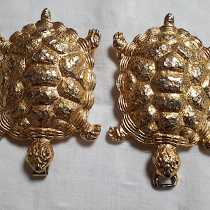 TORTUGAS - Mimi di N - hebilla de cinturón gigante, con tortugas, tono dorado, fabulosa