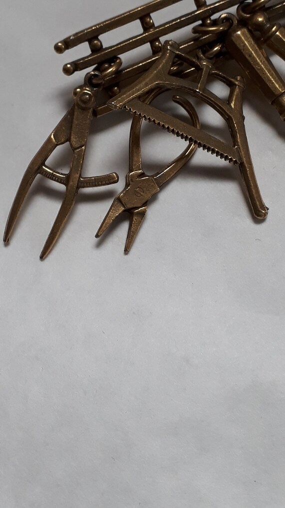 MINIATURE TOOLS solid brass brooch, incredible wo… - image 5
