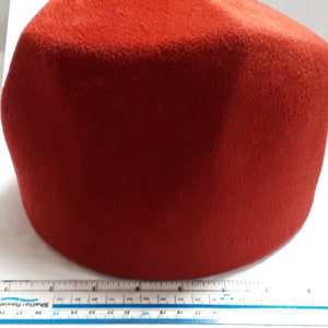 COUTURE hare felt winter hat from Budapest, designer, rust red, fez like, large size adjustable