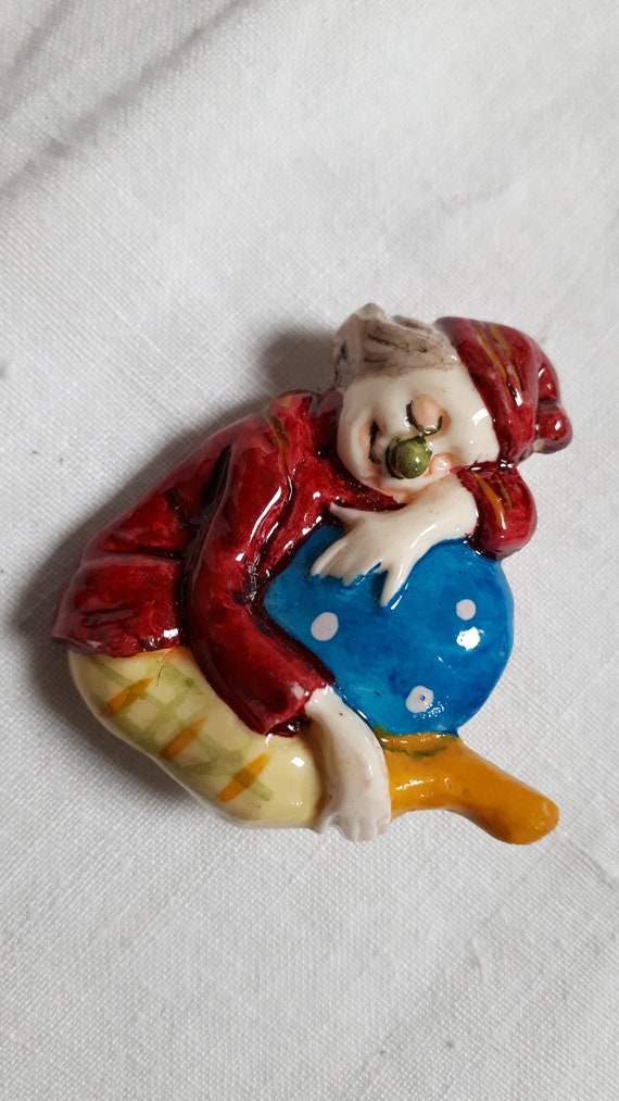 RETRO VINTAGE レトロ古着ピエロデザインブローチ