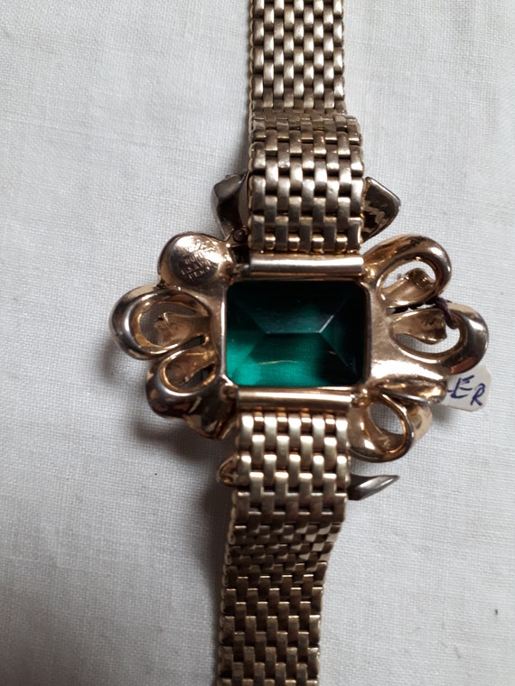 KREISLER - vintage 1945 bracelet,  emerald stone,… - image 4