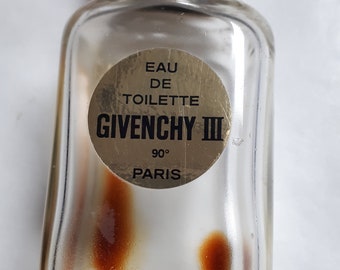 GIVENCHY III eau de toilette, EMPTY, beautiful old glass bottle, seventies.