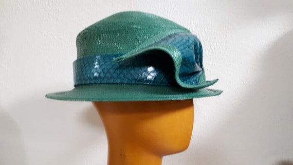 De Lora vintage hat, New York, fifties, green syn… - image 6