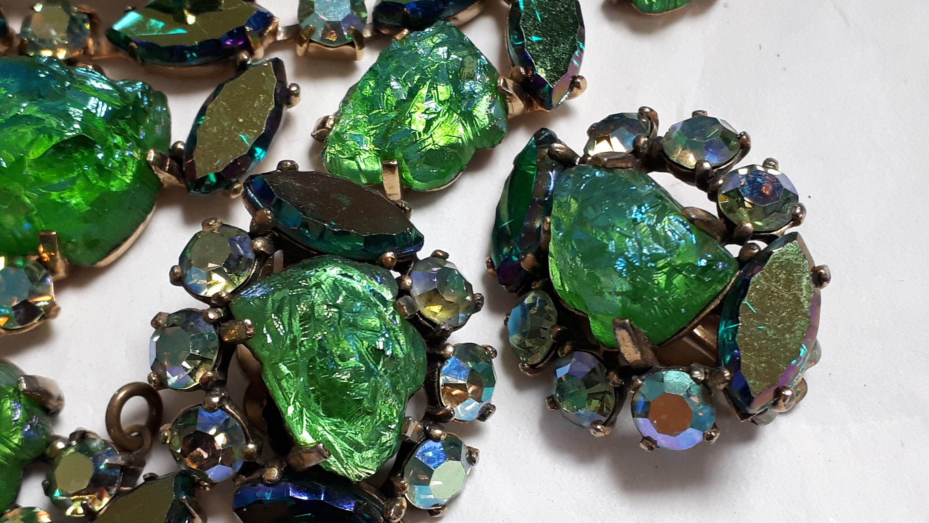ELSA SCHIAPARELLI Parure, GREEN, Spectactular Full Set, Neck