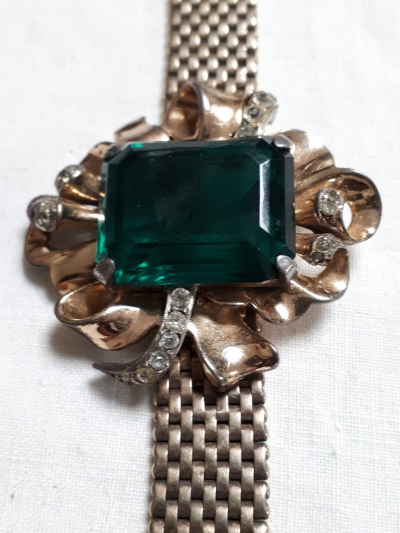 KREISLER - vintage 1945 bracelet,  emerald stone,… - image 2
