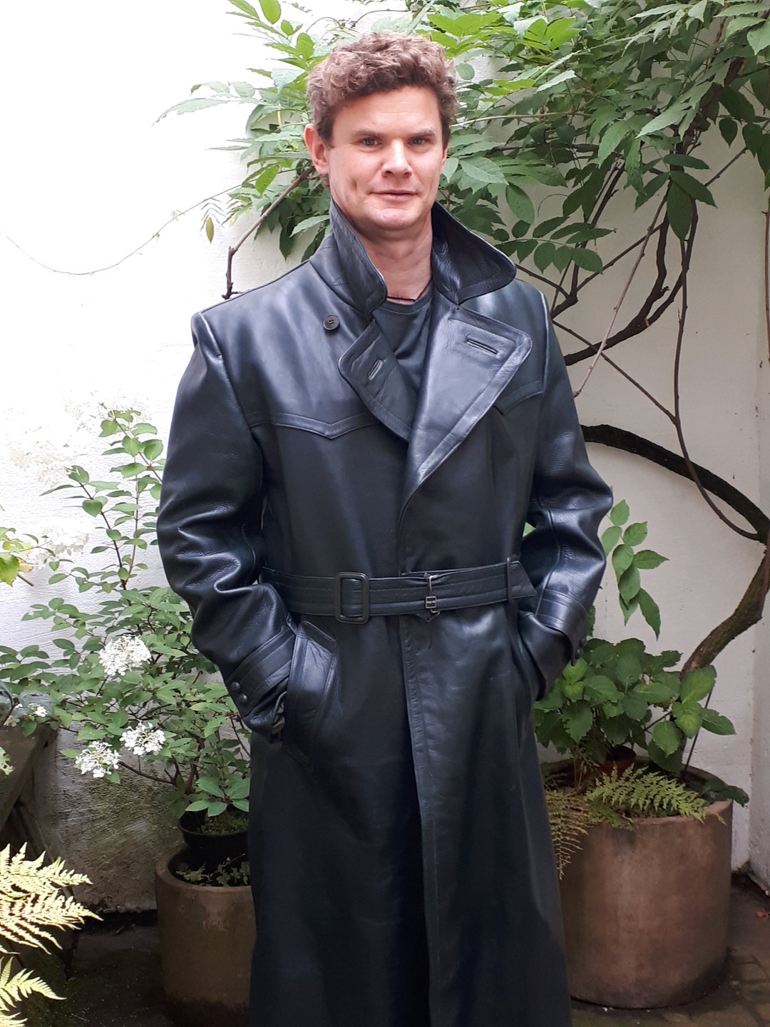 1940/ 40s father coat ファザーコート　vintage FORTIES Coat Leather VINTAGE Germany Haelson Super Condition Size