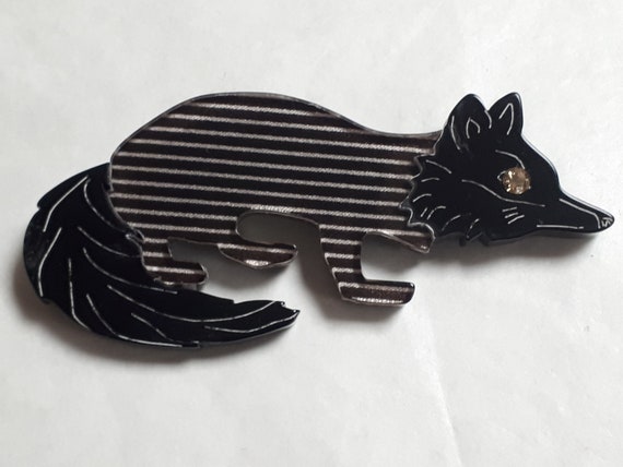 Jean Marie Poinot, FOX BROOCH, black & white, sig… - image 1