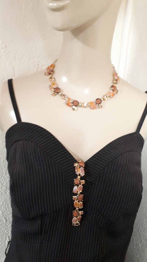 ELSA SCHIAPARELLI necklace & bracelet, peach givr… - image 10
