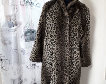 FAUX fur coat, leopard look, lightweight, warm, super condition.