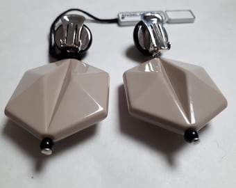 Beige earrings, resin, couture from Florence, famous Italian designer ANGELA CAPUTI