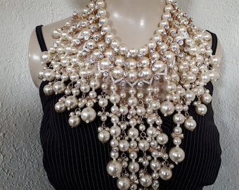 HUGE faux pearl RUNWAY necklace, showstopper, gigantic, drippy, Hollywood.