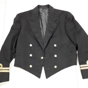 NAVAL JACKET, black, fine wool, NAVY, quilted lining, excellent condition, gold braid, gorgeous thing!