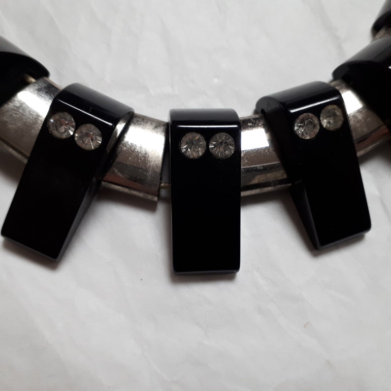 BAKELITE necklace, BLACK, forties, authentic bakelite tested image 7