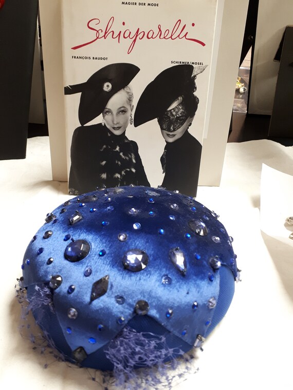 ELSA SCHIAPARELLI haute couture royal blue cocktai
