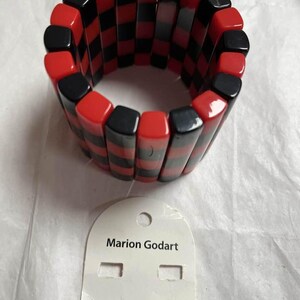 Marion Godart stretch bracelet , French design, famous, red & black polyresin image 11