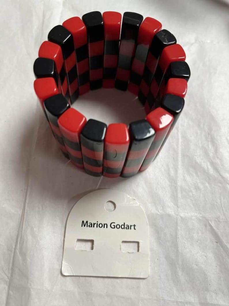 Marion Godart stretch bracelet , French design, famous, red & black polyresin image 11
