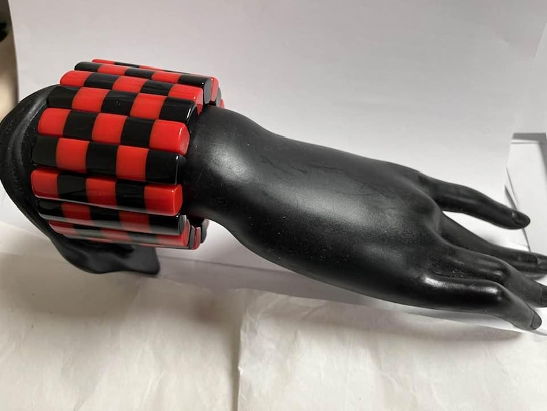 Marion Godart stretch bracelet , French design, famous, red & black polyresin image 6