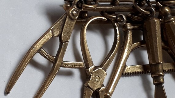 MINIATURE TOOLS solid brass brooch, incredible wo… - image 9