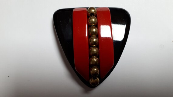 BAKELITE forties buckle & dress clip, red and bla… - image 5