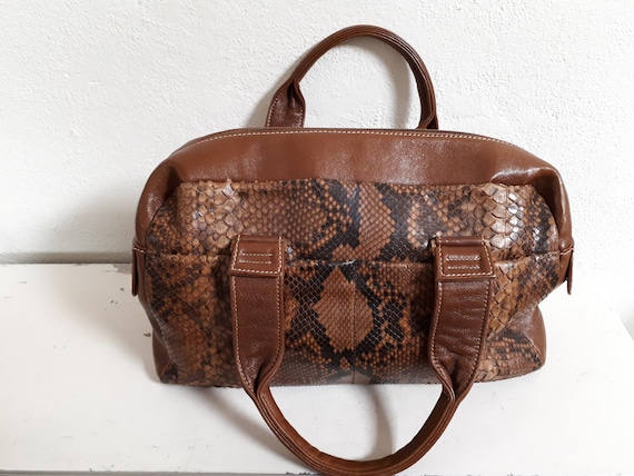 Vintage snakeskin & leather handbag, Silvano Biag… - image 1