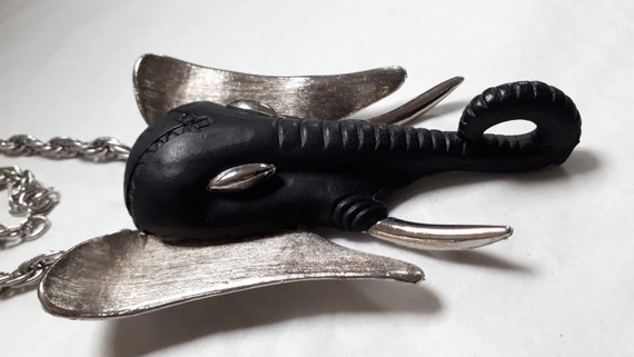 ELEPHANT pendant necklace, attrib to RAZZA, HUGE … - image 4