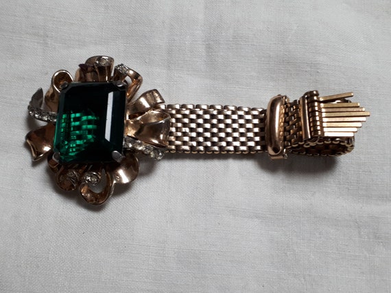 KREISLER - vintage 1945 bracelet,  emerald stone,… - image 1