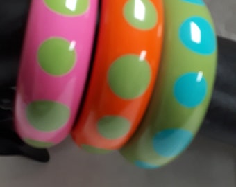 Marion Godart, summer bangle, blue polka dots,  green